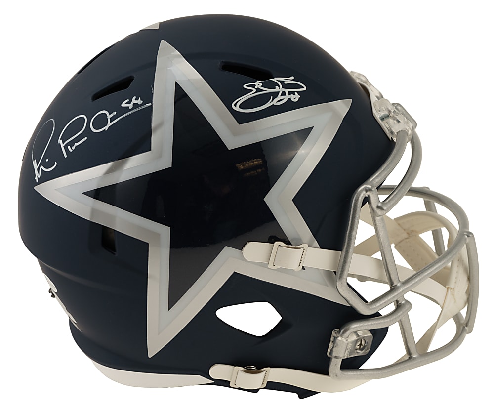 Michael Irvin and Emmitt Smith Dual-Signed Dallas Cowboys Full-Size AMP Speed Helmet - Beckett and PROVA