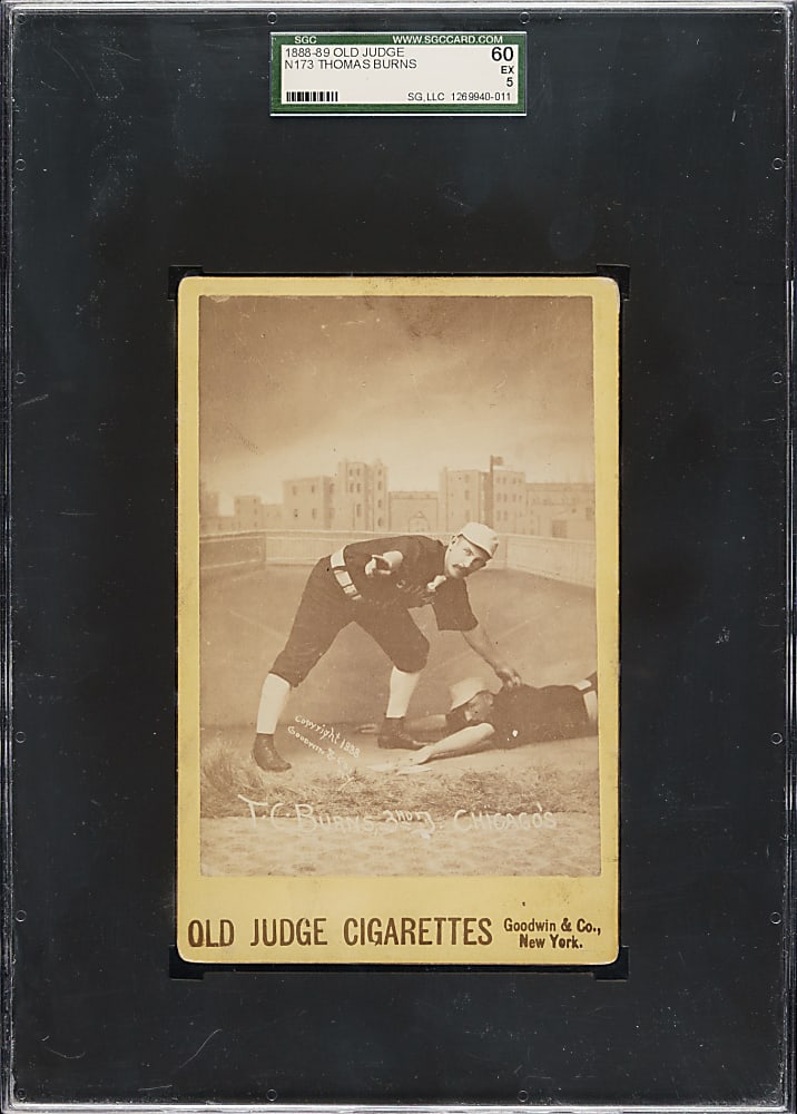 1888 N173 Old Judge Cabinet Thomas Burns with George Van Haltren SGC EX 60
