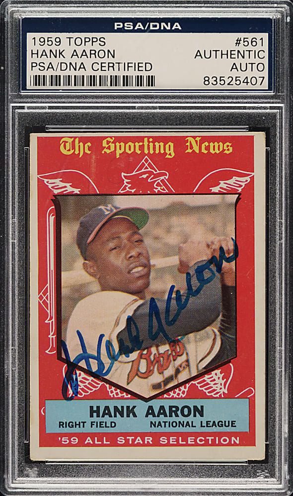 Signed 1959 Topps #561 Hank Aaron All-Star - PSA/DNA