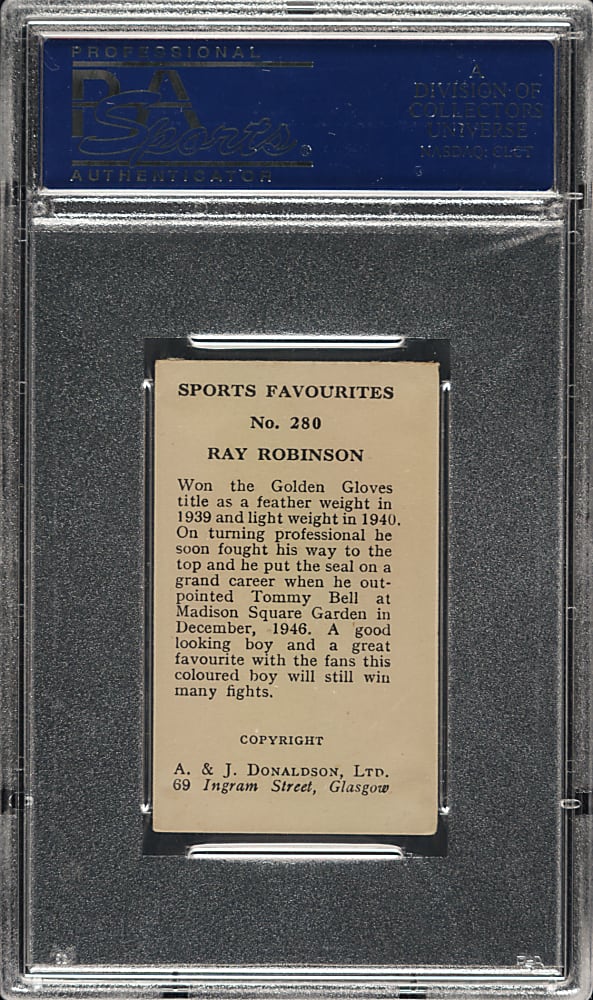 1953 A & J Donaldson "Sport Favourites" Boxing #280 Ray Robinson PSA VG-EX 4