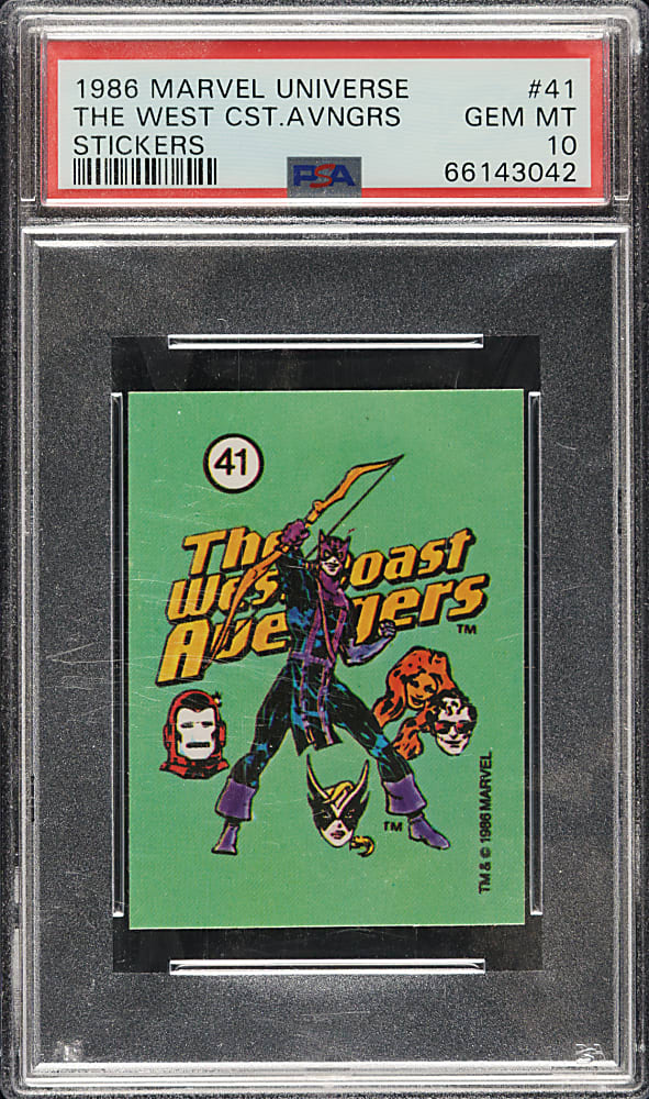 1986 Marvel Universe Stickers #41 The West Coast Avengers PSA GEM MINT 10