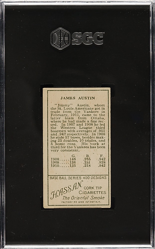 1911 T205 Gold Border Jimmy Austin SGC EX 5