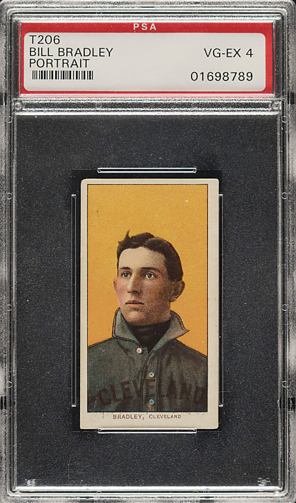 1909-1911 T206 White Border Bill Bradley Portrait PSA VG-EX 4 - Brown Hindu Back