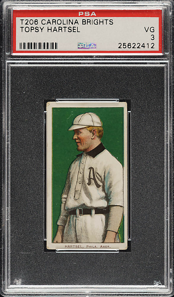 1909-1911 T206 White Border Topsy Hartsel PSA VG 3 - Carolina Brights Back