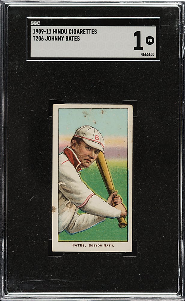 1909-1911 T206 White Border Johnny Bates SGC POOR 1 - Brown Hindu Back