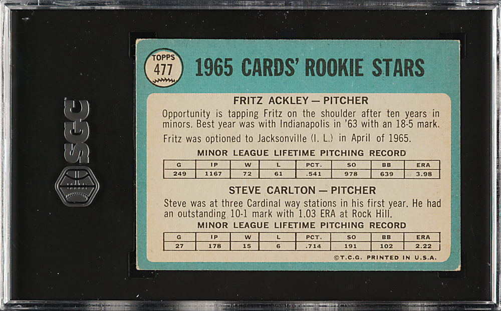1965 Topps #477 Steve Carlton Rookie SGC EX 5