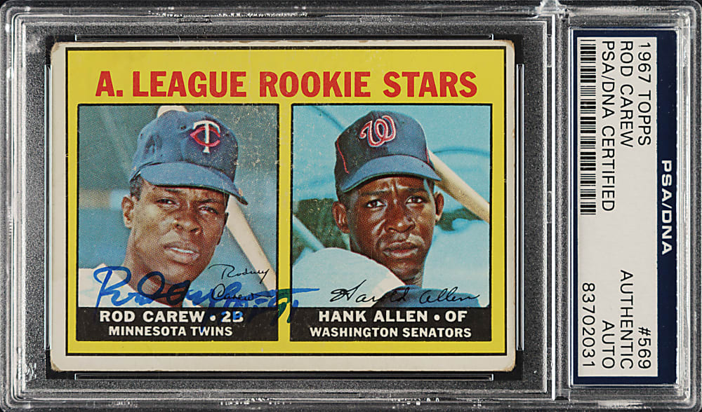 Signed 1967 Topps #569 Rod Carew Rookie - PSA/DNA