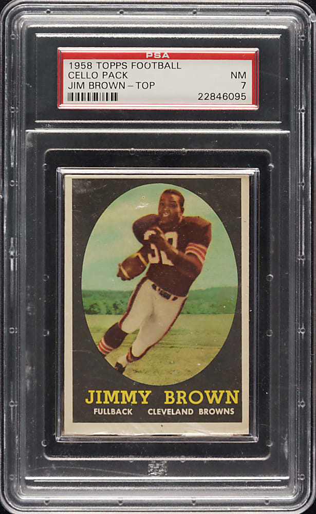 1958 Topps Football Unopened Cello Pack PSA NM 7 - Jim Brown Rookie on Top - 1 of 2 - Highest Graded!