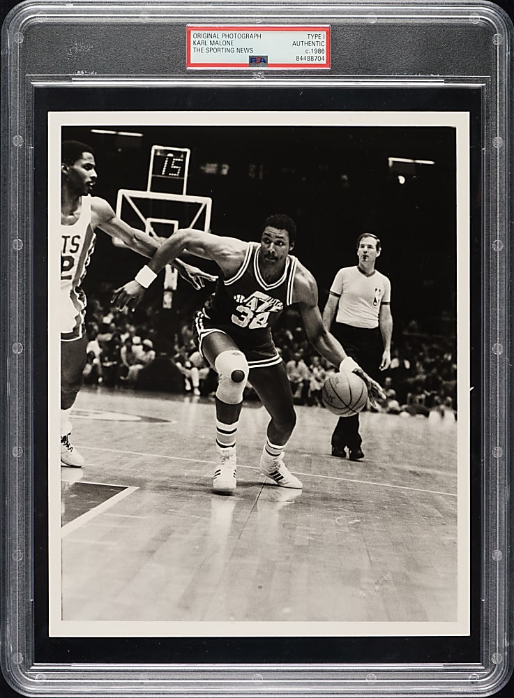 Circa 1986 Karl Malone Original Sporting News Photograph PSA/DNA Type I