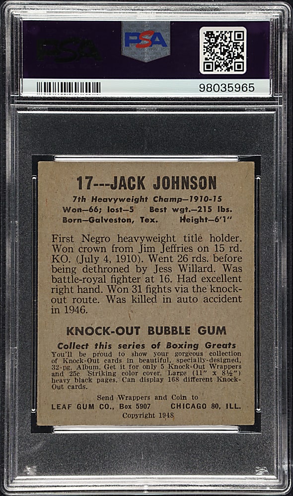 1948 Leaf Boxing #17 Jack Johnson PSA VG-EX 4