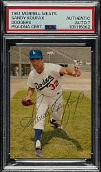 Signed 1961 Morrell Meats Dodgers Sandy Koufax PSA/DNA NM 7 - 1 of 2!