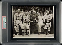 1934 World Series Original Associated Press Photograph with Babe Ruth, Mickey Cochrane, and Dizzy Dean PSA/DNA Type I