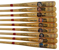 Hall of Fame Single-Signed Cooperstown Bat Collection (9) Including Duke Snider, Pee Wee Reese, and Carl Yastrzemski