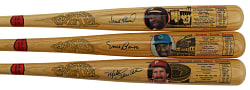 500 Home Run Club Single-Signed Cooperstown Bat Trio: Mike Schmidt, Frank Robinson, and Ernie Banks