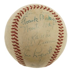Circa 1950s New York Yankees Old Timers Day Multi-Signed Baseball with Baker, DiMaggio, Dickey, Gomez, and Bengough - JSA