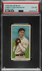 1909-1911 T206 White Border Christy Mathewson Dark Cap PSA EX-MT 6 - Polar Bear Back - 1 of 2 - Highest Graded!