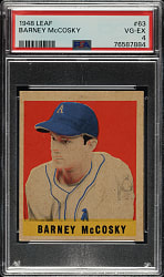 1948-1949 Leaf #63 Barney McCosky Short Print PSA VG-EX 4