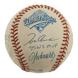 1995 Atlanta Braves World Champions Multi-Signed Baseball with Bobby Cox, Tom Glavine, and John Smoltz