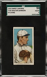 1909-1911 T206 White Border Walter Johnson Hands at Chest SGC VG/EX 50