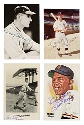 Hall of Famers and Stars Signed Postcard and Photograph Collection (73) Including Mantle, Mays, Stengel, and Wheat
