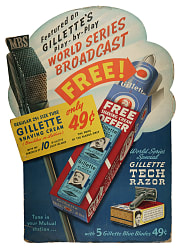 Circa Early 1940 Gillette Razors World Series Special Die-Cut Stand-Up Store Advertising Display