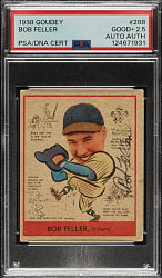 Signed 1938 R323 Goudey "Heads-Up" #288 Bob Feller PSA GOOD+ 2.5