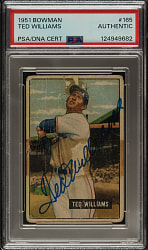 Signed 1951 Bowman #165 Ted Williams - PSA/DNA