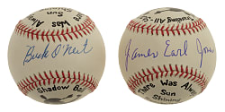 James Earl Jones and Buck O'Neil Single-Signed Baseball Pair