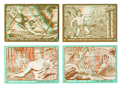 1953 Topps "Tarzan's Savage Fury" and "Tarzan and the She Devil" Complete Set Pair (2 Sets, 120 Cards) Plus 3-D Viewer and Wrapper