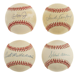 Hall of Famer Single-Signed Baseball Collection (39) Including Aaron, Koufax, and Williams