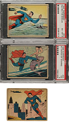 1940 R145 Gum, Inc. "Superman" Near-Complete Set (58/72) Including 21 Graded Cards Plus Wrapper