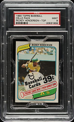 1980 Topps Unopened Cello Pack PSA MINT 9 - Rickey Henderson Rookie on Top - Highest Graded!