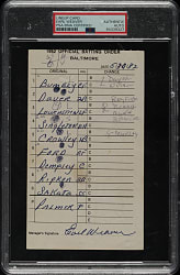 May 30, 1982 Baltimore Orioles Lineup Card from Cal Ripken Jr. First Game of Record Setting Streak Signed by Earl Weaver - PSA/DNA