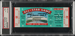 1968 All-Star Game Full Ticket Signed by Willie Mays PSA EX-MT 6