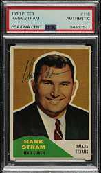 Signed 1960 Fleer Football #116 Hank Stram Rookie - PSA/DNA