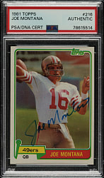 Signed 1981 Topps Football #216 Joe Montana Rookie - PSA/DNA