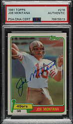 Signed 1981 Topps Football #216 Joe Montana Rookie - PSA/DNA