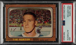 Signed 1966-1967 Topps Hockey #80 Tim Horton - PSA/DNA - The Only PSA-Graded Example!