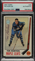 Signed 1969-1970 Topps Hockey #45 Tim Horton - PSA/DNA