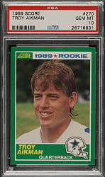 1989 Score Football #270 Troy Aikman Rookie PSA GEM MINT 10