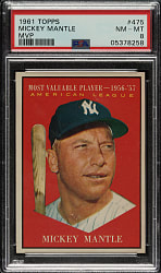 1961 Topps #475 Mickey Mantle MVP PSA NM-MT 8