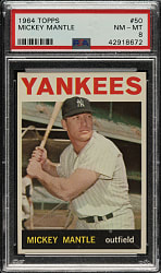 1964 Topps #50 Mickey Mantle PSA NM-MT 8