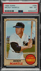 1968 Topps #280 Mickey Mantle PSA NM-MT 8