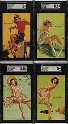 1944 "Follies Girls" Mutoscope Pinup Cards SGC-Graded Partial Set (17/32) - All with Postcard Backs