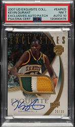 2007-2008 Upper Deck Exquisite Collection Exclusives Autograph Patch Basketball #EAP-KD Kevin Durant Rookie #20/35 PSA NM 7 with GEM MINT 10