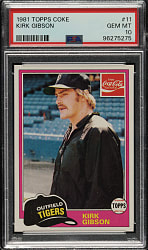 1981 Topps Coca-Cola Detroit Tigers #11 Kirk Gibson PSA GEM MINT 10