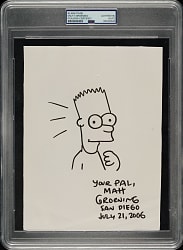 2006 Matt Groening Signed Page with Bart Simpson Sketch - PSA/DNA