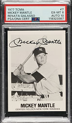 Signed 1977 TCMA Renata Galasso #7 Mickey Mantle PSA EX-MT 6 with GEM MINT 10 Signature