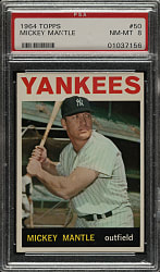 1964 Topps #50 Mickey Mantle PSA NM-MT 8