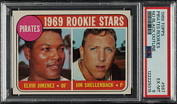 1969 Topps #567 Pittsburgh Pirates Rookies No Black Outline Variation PSA EX-MT 6